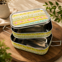 Eco-Friendly Ethnic Meenakari 2-Tier Steel Tiffin