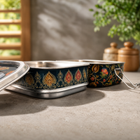 Eco-Friendly Ethnic Meenakari 2-Tier Steel Tiffin