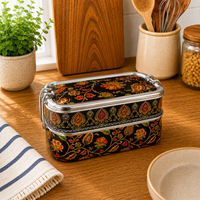 Eco-Friendly Ethnic Meenakari 2-Tier Steel Tiffin