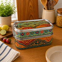 Eco-Friendly Ethnic Meenakari 2-Tier Steel Tiffin
