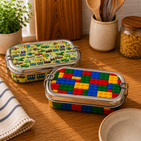 Meenakari Steel Tiffin Box – Stylish & Durable -Set Of 2 ( Panda +Llama) Combo