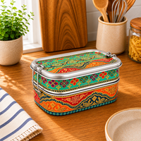 Eco-Friendly Ethnic Meenakari 2-Tier Steel Tiffin