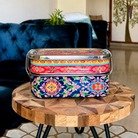Eco-Friendly Ethnic Meenakari 2-Tier Steel Tiffin
