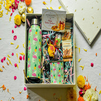 Premium Rakhi Gift Box- Flamingo Bottle+ Flamingo Mug