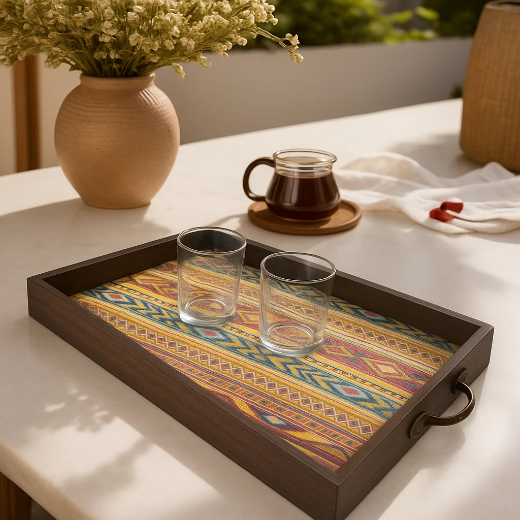 BG|Elegant Rectangular MDF Serving Tray | Stylish & Durable Serving Tray for Home & Dining Decor.