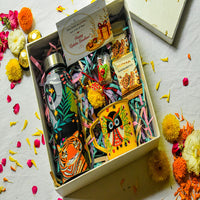 Premium Rakhi Gift Box- Jungle Bottle+ Owl Mug