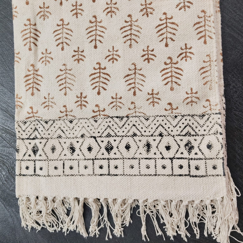Tribal Earth Handwoven Rug – Natural Cotton with Geometric Border