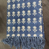Indigo Bloom Buti Rug – Handwoven Cotton Mat with Floral Motifs