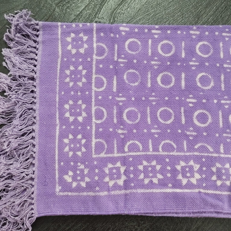 Lavender Dusk Handwoven Cotton Rug – Boho Fringe Accent