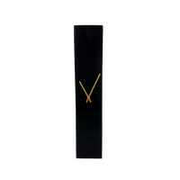 Modern Black Stone Wall Clock with Gold Hands – Minimalist Luxury Vertical Wall Décor